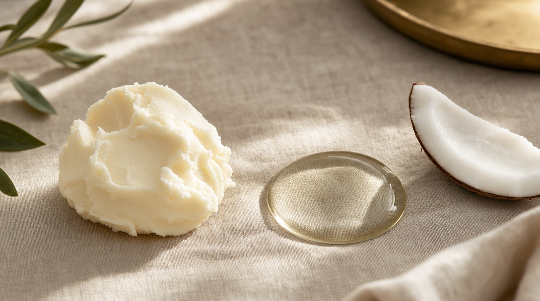 Tallow versus coconut oil side by side — skincare comparison