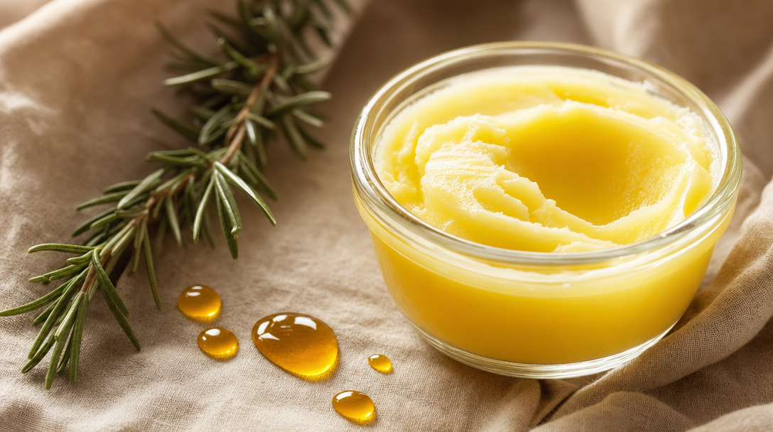 Golden grass-fed tallow still life