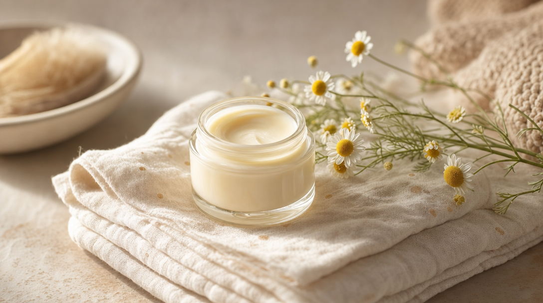 Ivory balm on muslin baby cloth — alcohol-free baby-safe skincare