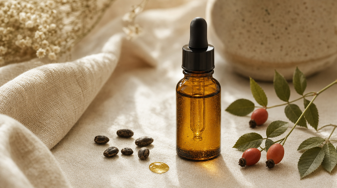 Golden tallow and bakuchiol facial serum still life — Youth Alchemy for fine-line concerns and mature skin