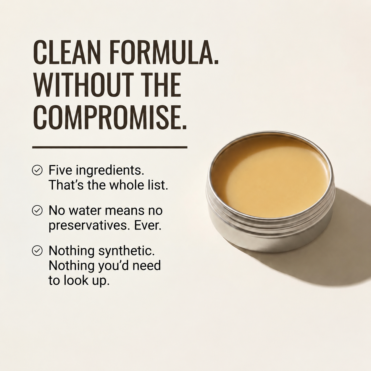 Open jar of Tau Tau tallow face balm for sensitive skin