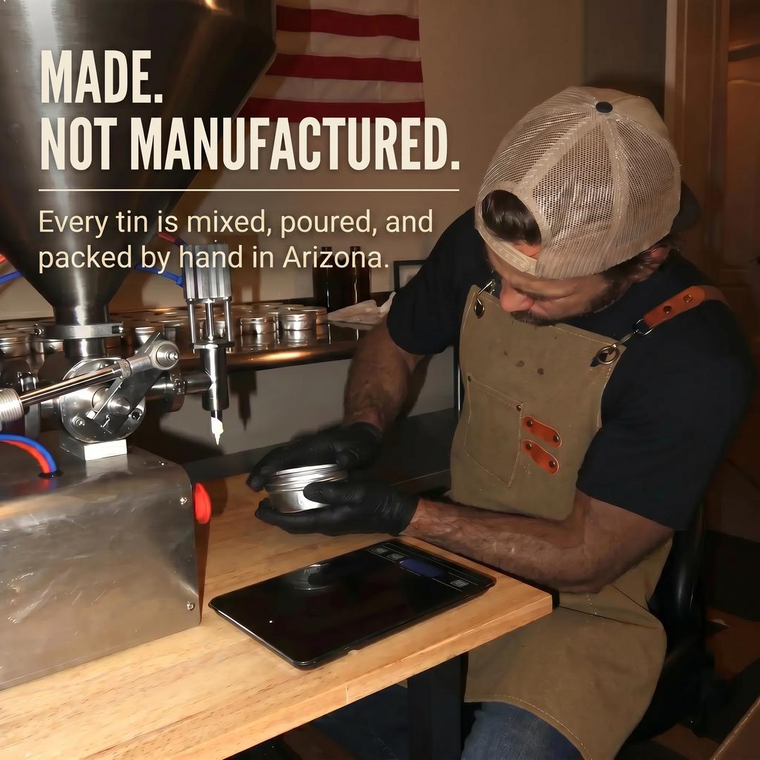 Tau Tau founder hand-making unscented body butter in Arizona