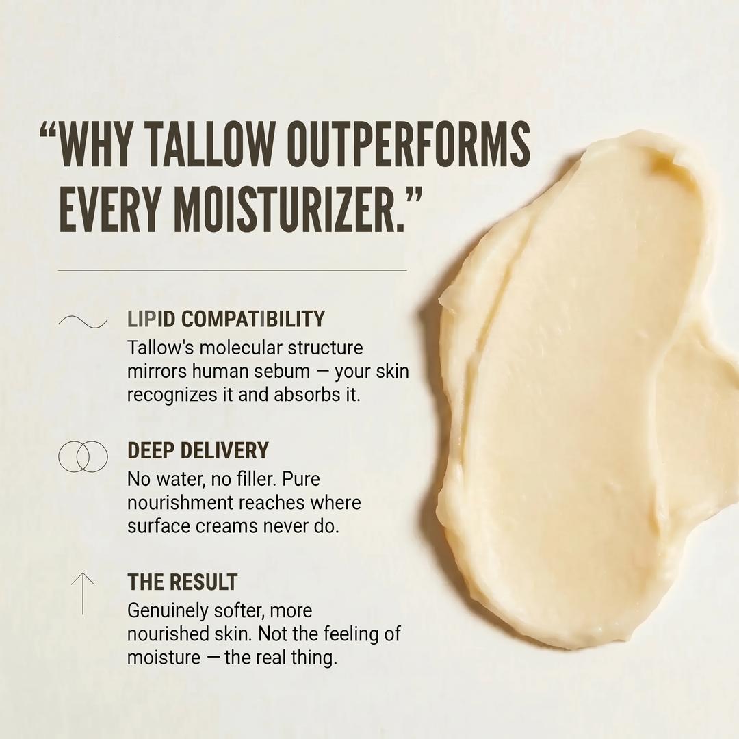 Tallow face balm swatch that absorbs like skin's own lipids