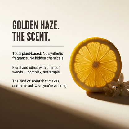 Golden Haze plant-based fragrance — floral, citrus, and a hint of woods