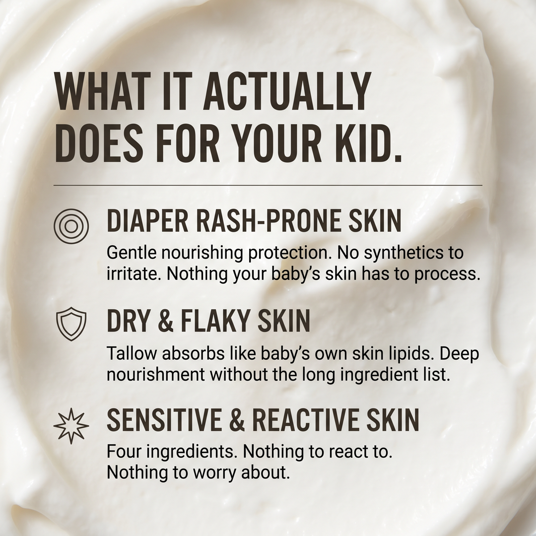 Baby Whip whipped tallow balm texture for delicate baby skin