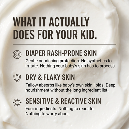 Baby Whip whipped tallow balm texture for delicate baby skin